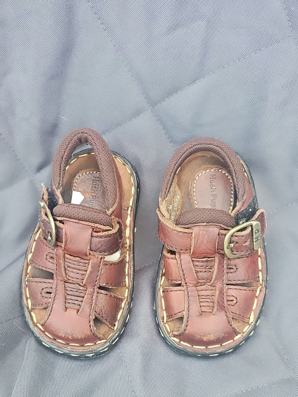 Hush Puppies Brown Leather Baby Walker Sandals Y18
